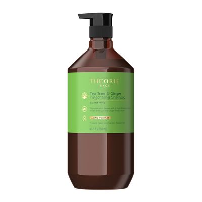 Theorie Tea Tree and Ginger Invigorating Shampoo | Stimulate &amp; Renew with Natural Shine | Suited for All Hair Types - Protects Color and Keratin Treated Hair, Pump Bottle - 800mL