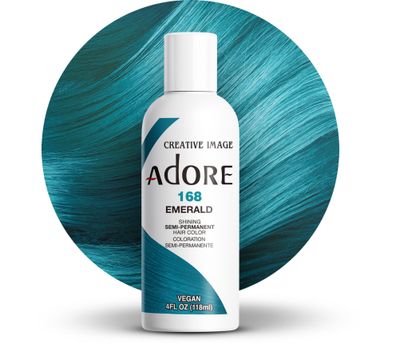 Adore Semi Permanent Hair Color - Vegan and Cruelty-Free Green Hair Dye - 4 Fl Oz - 168 Emerald (Pack of 1)