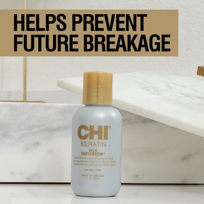 CHI Keratin Silk Infusion, Hydrating Hair Serum For Restoring Softness &amp; Shine, Helps Dry, Damaged Hair, Sulfate-free, 2 Oz