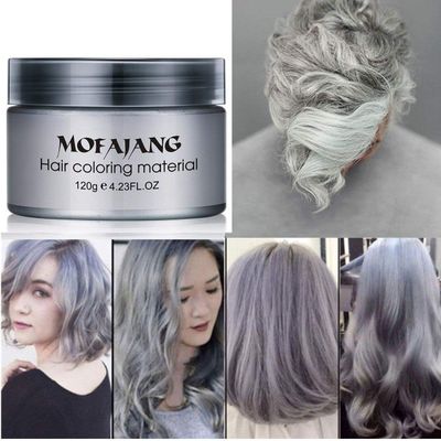 Temporary Silver Gray Hair Spray Color, Luxury Coloring Mud Grey Hair Dye Wax,Washable Treatment with All Day Hold. Non-Greasy Matte Hairstyle Ash for Party, Cosplay (1, Gray)