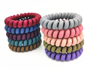 10PCS Spiral Hair Ties for Thick Hair - No Damage Elastic Hair Bands in 10 Colors - Coil Hair Elastics Phone Cord Hair Ties No Crease for Girls Women