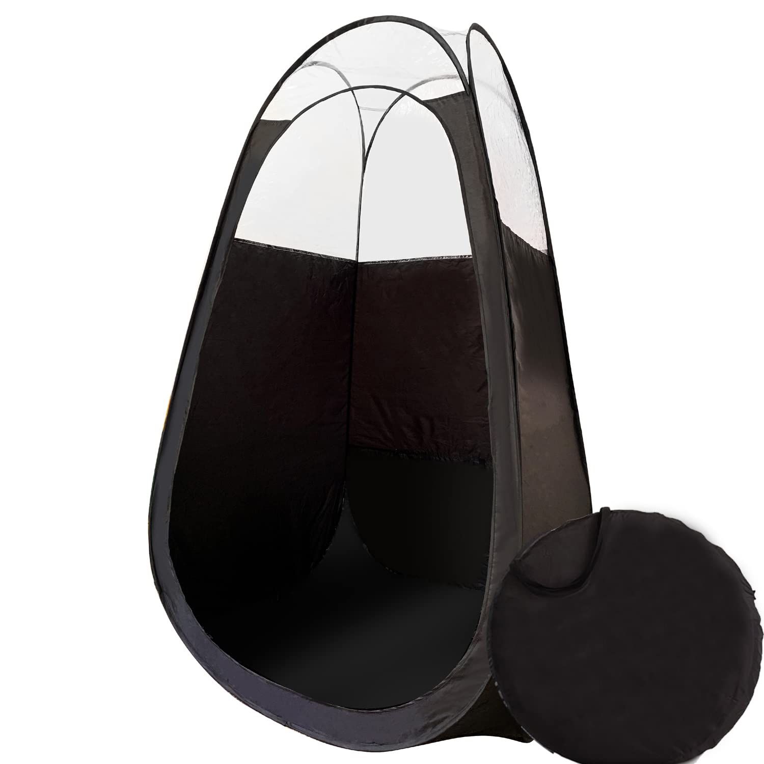 Large Deluxe Spray Tanning Pop Up Tent in 1/3 Clear Black Portable Mobile Tan Booth with Carry Case