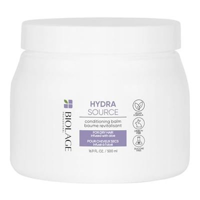 Biolage Hydra Source Conditioning Balm | Hydrates, Nourishes &amp; Detangles Dry Damaged Hair | Moisturizing | Sulfate-Free | For Medium To Coarse Hair | Deep Conditioning | 16.9 Fl. Oz