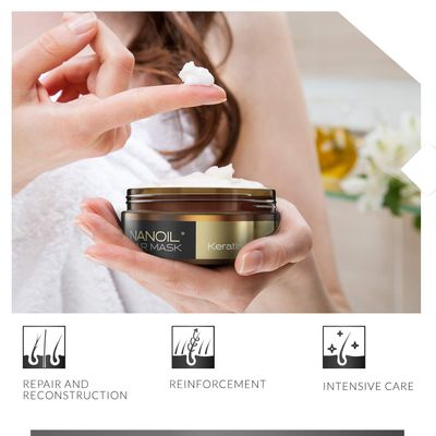 NANOIL Keratin Hair Mask 300ml - Regeneration &amp; Reconstruction, Reinforcement of Weak Hair, Intensive Hair Treatment