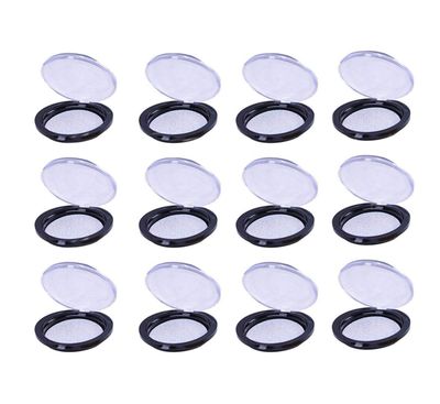 Healthcom 12 Packs Round Lash Boxes Empty Eyelash Storage Box 25mm Acrylic 3D Mink Lash Box Silver Glitter False Eyelashes Case with Tray Eyelash Packaging Box Cosmetic Containers for Women Girl