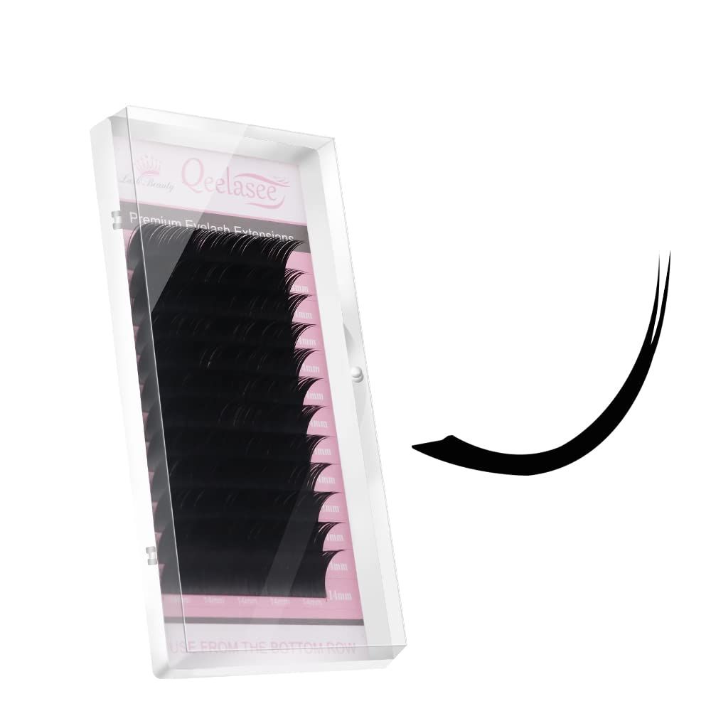Qeelasee Ellipse Eyelash Extension 0.20mm D Curl 11mm Flat Eyelashes False Mink Individual Eyelash Extension Professional Salon Use