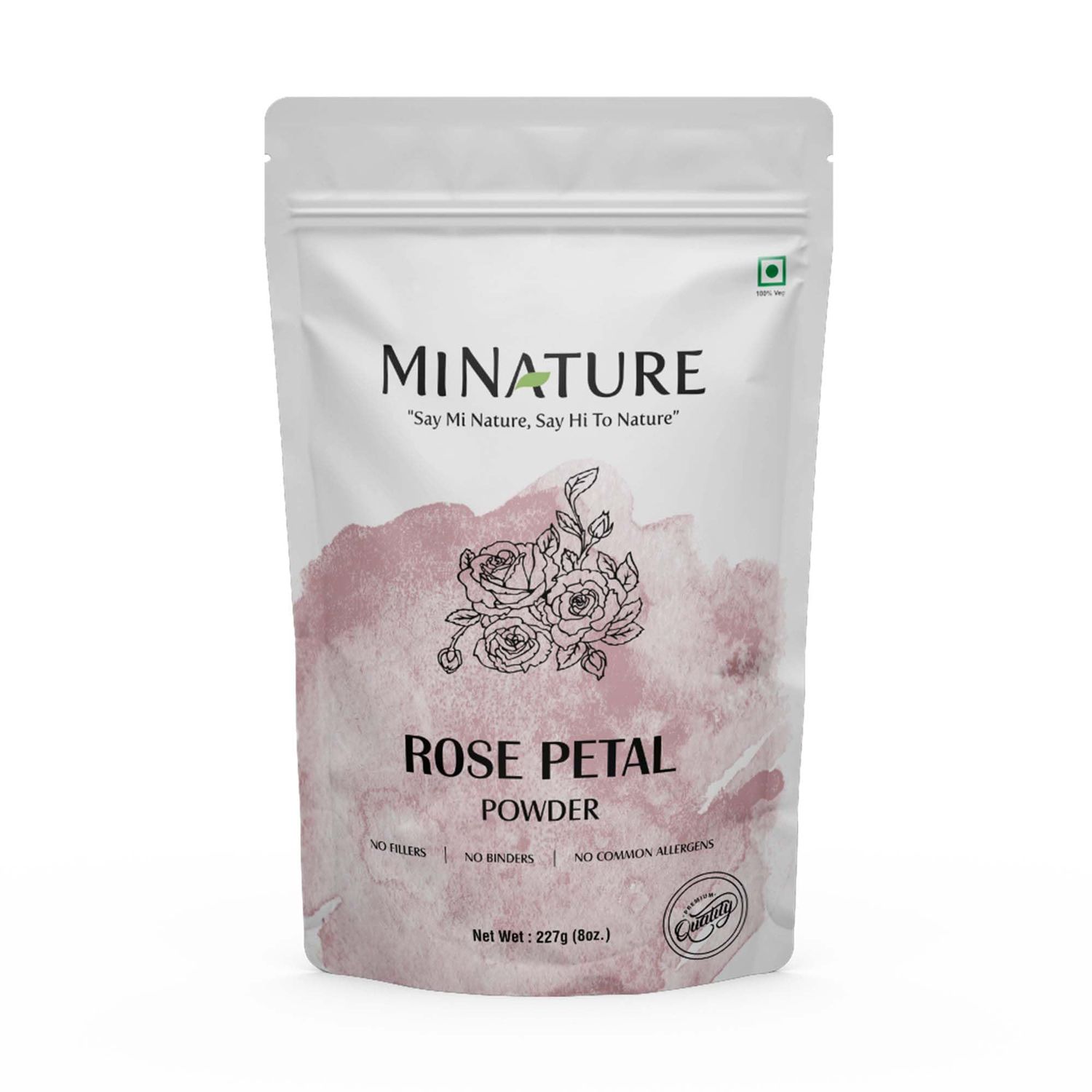 Rose petal powder by mi nature | 227 g (8 oz) (0.5 lb) | 100% Natural and Pure | Skin care | Chemical free | No added colours, no preservatives