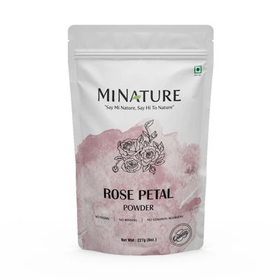 Rose petal powder by mi nature | 227 g (8 oz) (0.5 lb) | 100% Natural and Pure | Skin care | Chemical free | No added colours, no preservatives