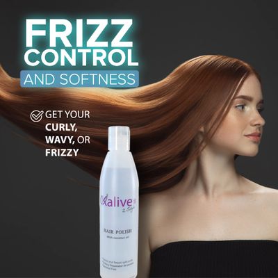 KALIVE Hair Polish with Coconut Oil - Nourishing, Smoothing, and Anti-Frizz Treatment for Frizzy, Dry, and Damaged Hair - 8 oz