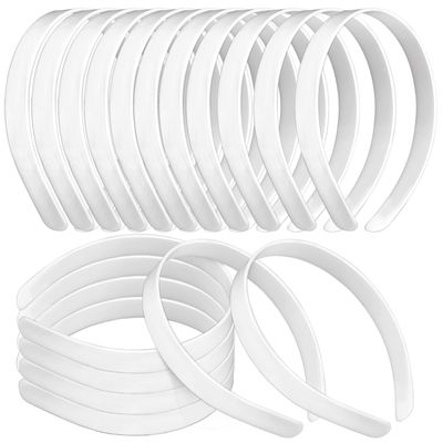 50PCS Amersumer 1/2&quot; Girls Plain No Teeth DIY Plastic Headbands Headwear Hair Accessories (Black? (WHITE)