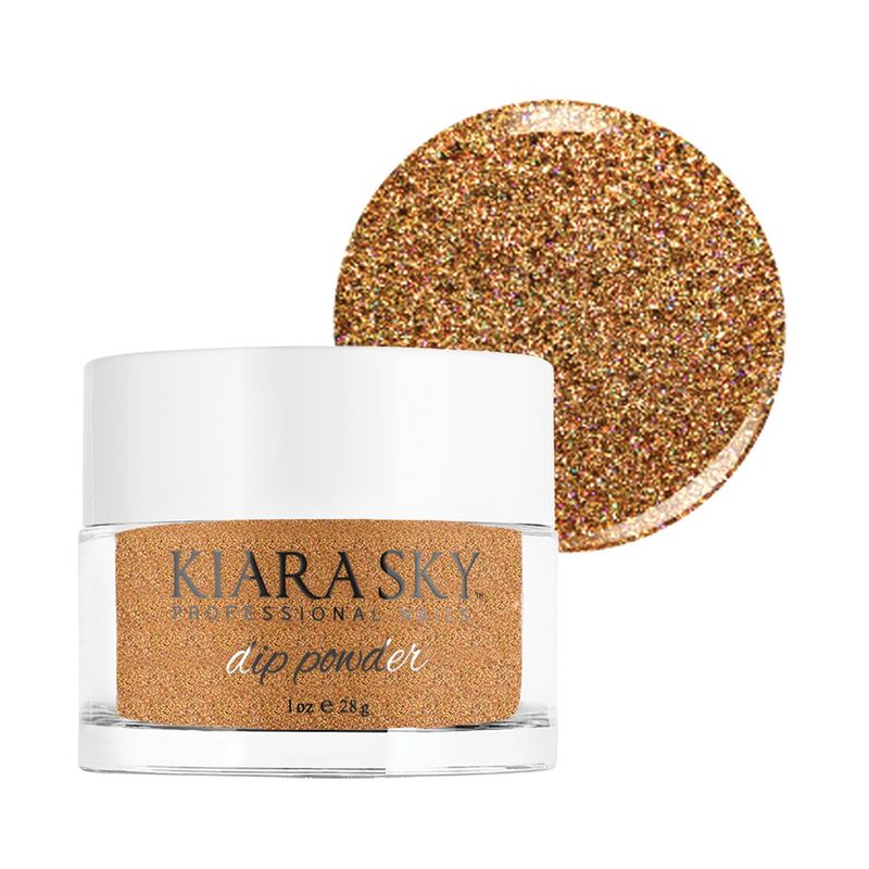 Kiara Sky Long Lasting Nail Dip Powder Gold Tones 1 oz, Strike Gold