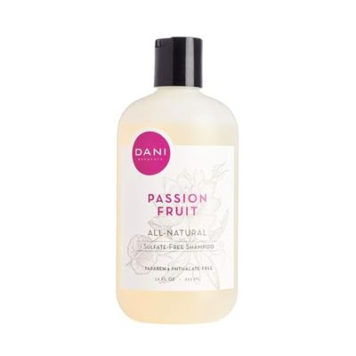 DANI Natural Moisturizing Shampoo Naturals - Juicy Passion Fruit Scent - Organic Aloe Vera &amp; Coconut Cleansers - Sulfate, Phthalate &amp; Paraben Free - Vegan &amp; Cruelty Free - 12 Ounces