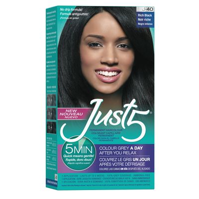 Just 5 Women&#39;s 5 Minute Permanent Hair Color with Conditioner, Grey Hair Coloring for Women - Rich Black