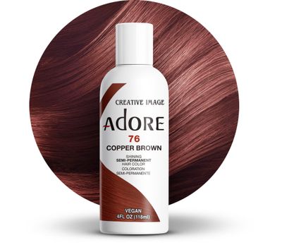 Adore Semi Permanent Hair Color - Vegan and Cruelty-Free Red Hair Dye - 4 Fl Oz - 076 Copper Brown (Pack of 1)