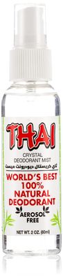 THAI Travel Sized Crystal Mist Deodorant Body Spray, Unscented, 2 Fluid Ounce