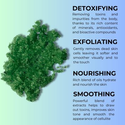 YUNASENCE L'OR DE LA MER Organic Anti Cellulite Body Blaster Scrub with Sea Salt, Seaweed, Lemongrass 13oz Smoothing Exfoliating Moisturizing Skin Massage Treatment.