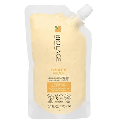 Biolage Smooth Proof Deep Treatment Pack | Multi-Use Hair Mask Controls Frizz | With Camellia &amp; Castor Oil | Vegan &amp; Paraben-Free | For Frizzy Hair | 3.4 Fl. Oz
