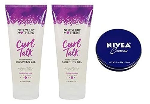 Not Your Mother&#39;s Curl Talk Frizz Control Sculpting Gel 6 Oz.(Pack of 3). Travel Size Body Cream 1 Oz Included.