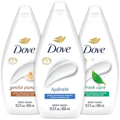 Dove Body Wash Variety 3-Pack - Hydrate, Fresh Care, and Gentle Pamper, 15.22 Oz Ea