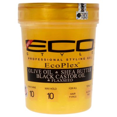 Eco Style Gel - Olive Oil And Shea Butter Black Castor Oil And Flaxseed - Superior Hold And Healthy Shine - Helps Moisturize Scalp - Repairs Damaged Follicles - Promotes Hair Growth - 32 Oz