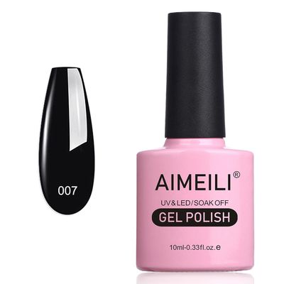 AIMEILI Soak Off U V LED Black Gel Nail Polish - Blackpool (007) 10ml