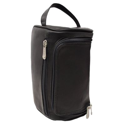 Piel Leather U-Zip Toiletry Kit, Black, One Size