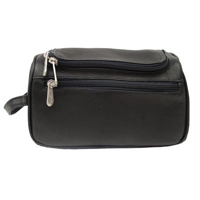 Piel Leather U-Zip Toiletry Kit, Black, One Size