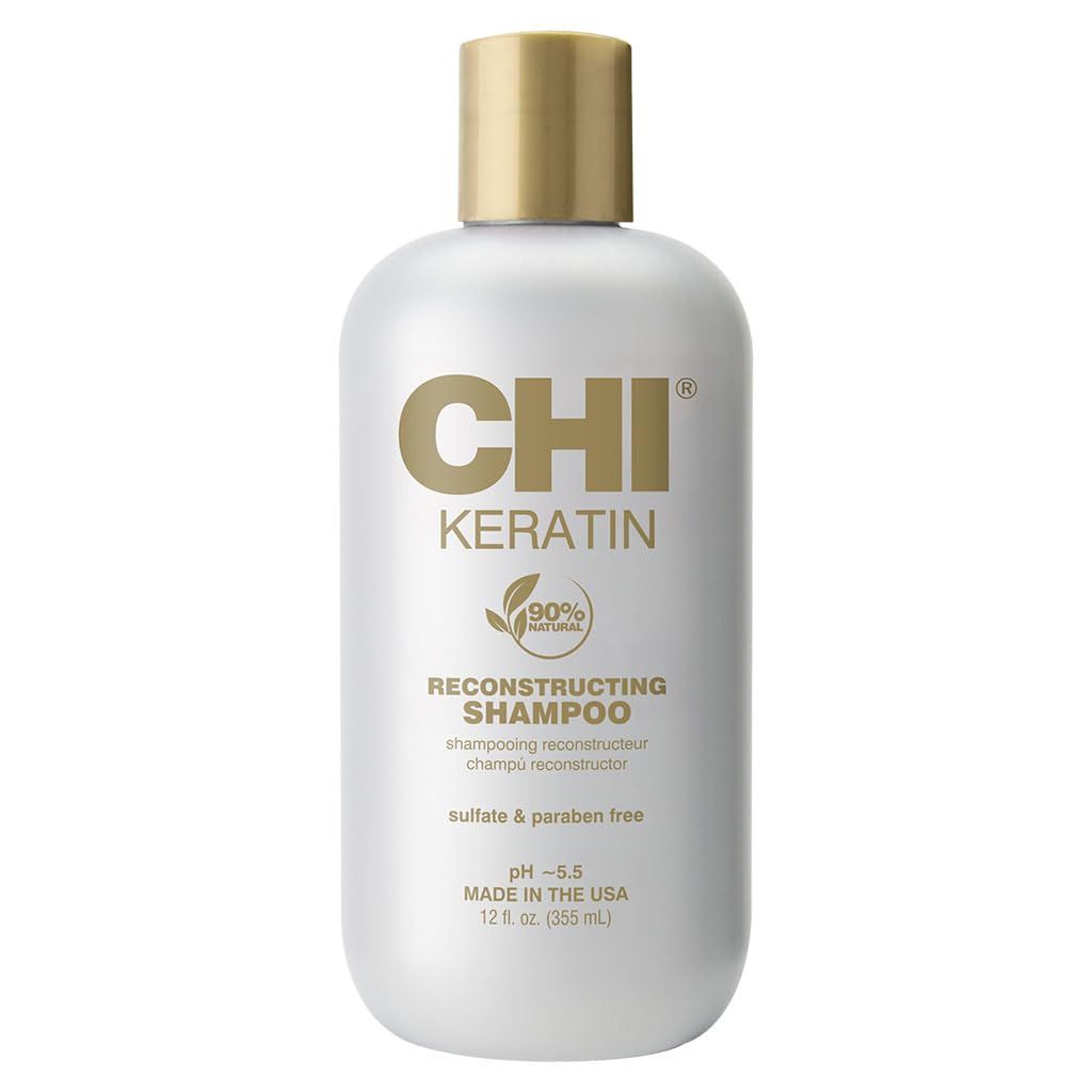 CHI Keratin Reconstructing Shampoo, Delivers Healthier Hair, Adds Shine &amp; Helps Prevent Future Breakage, Sulfate, Paraben, &amp; Cruelty-Free, 12 Oz