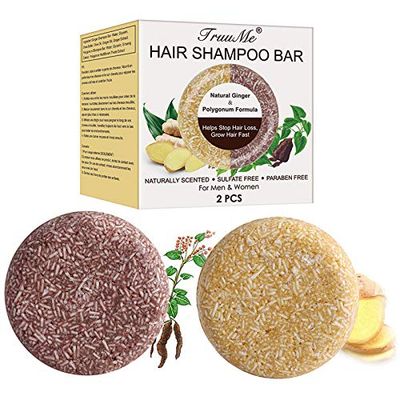 TruuMe Hair Darkening Solid Shampoo Bar, 2Pcs, Helps Stop Hair Loss, Hair Regrowth, Treatment for Men &amp; Women, Unscented, Natural, Paraben Free, Sulfate Free, Damaged, Thin Hair