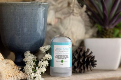 Thai Crystal Deodorant Stone, Crystal Active, 100% Natural, Long Lasting, Single Ingredient, No Aluminum Chlorohydrate or Chemicals, Unscented, Underarmed Deodorant for Women &amp; Men, 60g (2 Pack)