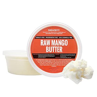 Sheanefit Raw Unrefined Mango Butter, Natural Body Butter, Soft Rejuvenating Daily Moisturizer For Face &amp; Body (8 OZ)