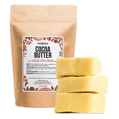 Better Shea Butter Raw Cocoa Butter - Unrefined, 100% Pure, Food Grade - Use for Cocoa Lip Balm, Stretch Marks Cream, Cacao Butter Cream, Scars Oil, Whipped Lotion - Skin &amp; Hair Moisturizer 1LB Block