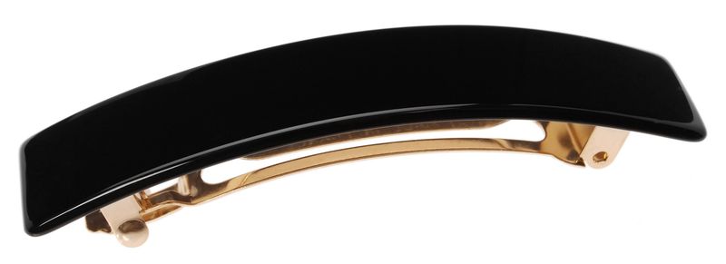 France Luxe Classic Rectangle Hair Barrette, Black - Classic French Design for Everyday Wear