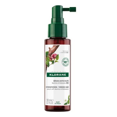 Klorane Strengthening Serum with Quinine and Edelweiss for Thinning Hair, Supports Thicker, Stronger, Healthier Hair, For Men and Women, Paraben, Silicone and Sulfate Free, 3.3 Fl Oz