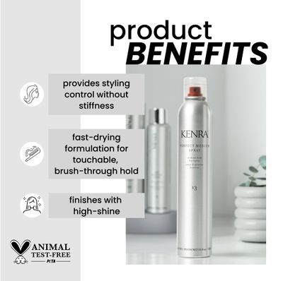 Kenra Perfect Medium Spray 13 80% | Provides Styling Control Without Stiffness | Medium Hold | Fast-Drying Formulation | High Shine Finish | All Hair Types | Travel 1.5 oz