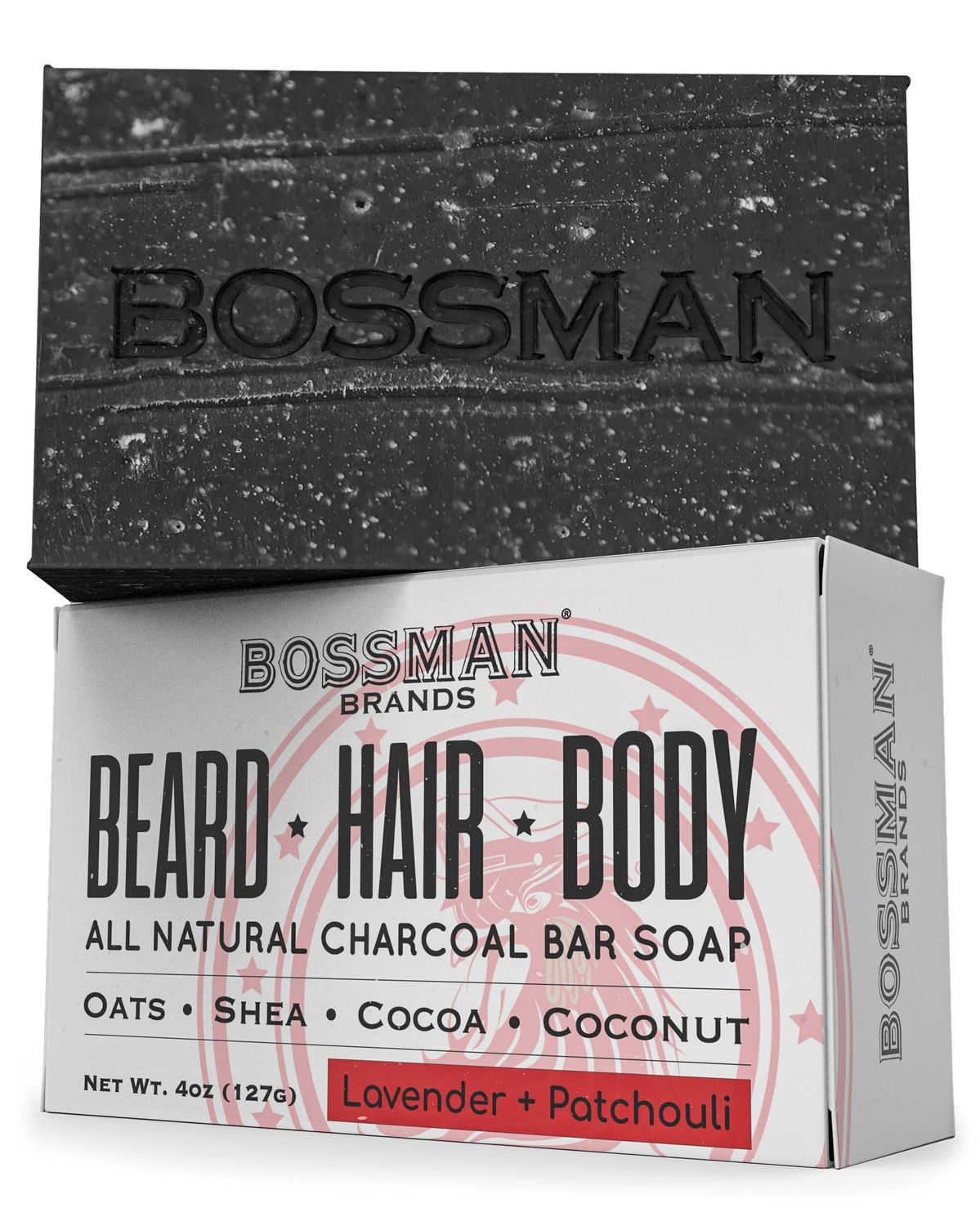 Bossman Men&#39;s Bar Soap 4 in 1 Beard Wash, Shampoo, Body Wash and Conditioner, 4 oz