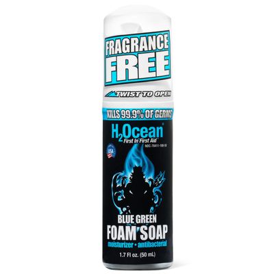 H2Ocean Blue Green Foam Soap - Tattoo Foam Antibacterial Soap for Tattoo Aftercare - Tattoo Care with Aloe Vera - Travel-Size Tattoo Moisturizer Soap - 1.7 oz
