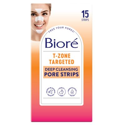 Biore T-Zone Blackhead Remover Deep Cleansing Pore Strips, Blackhead Pore Strips, 15 Count