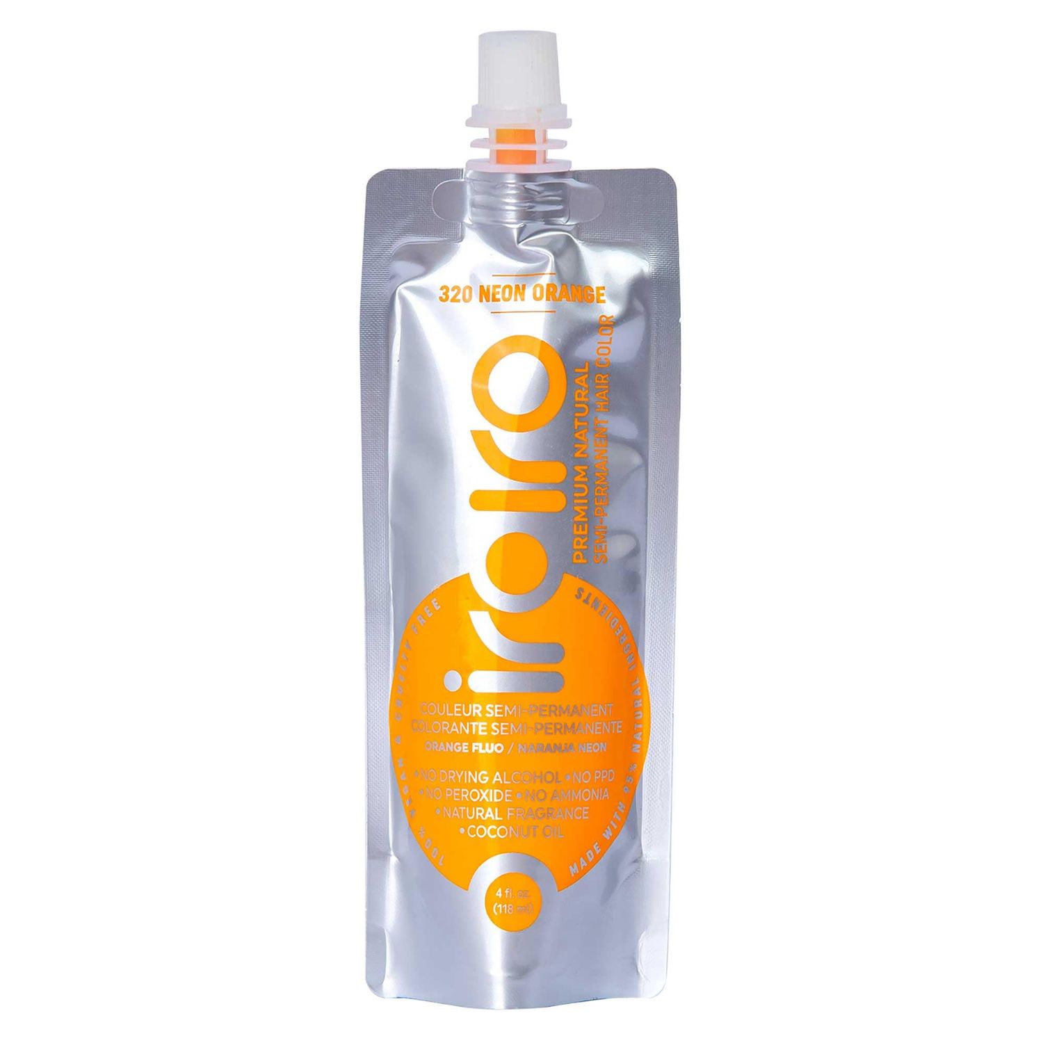 IROIRO Premium Natural Semi-Permanent Hair Color 320 Neon Orange (4oz)