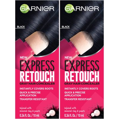 Garnier Hair Color Express retouch gray hair concealer, instant gray coverage, Black, 0.68 Fluid Ounce