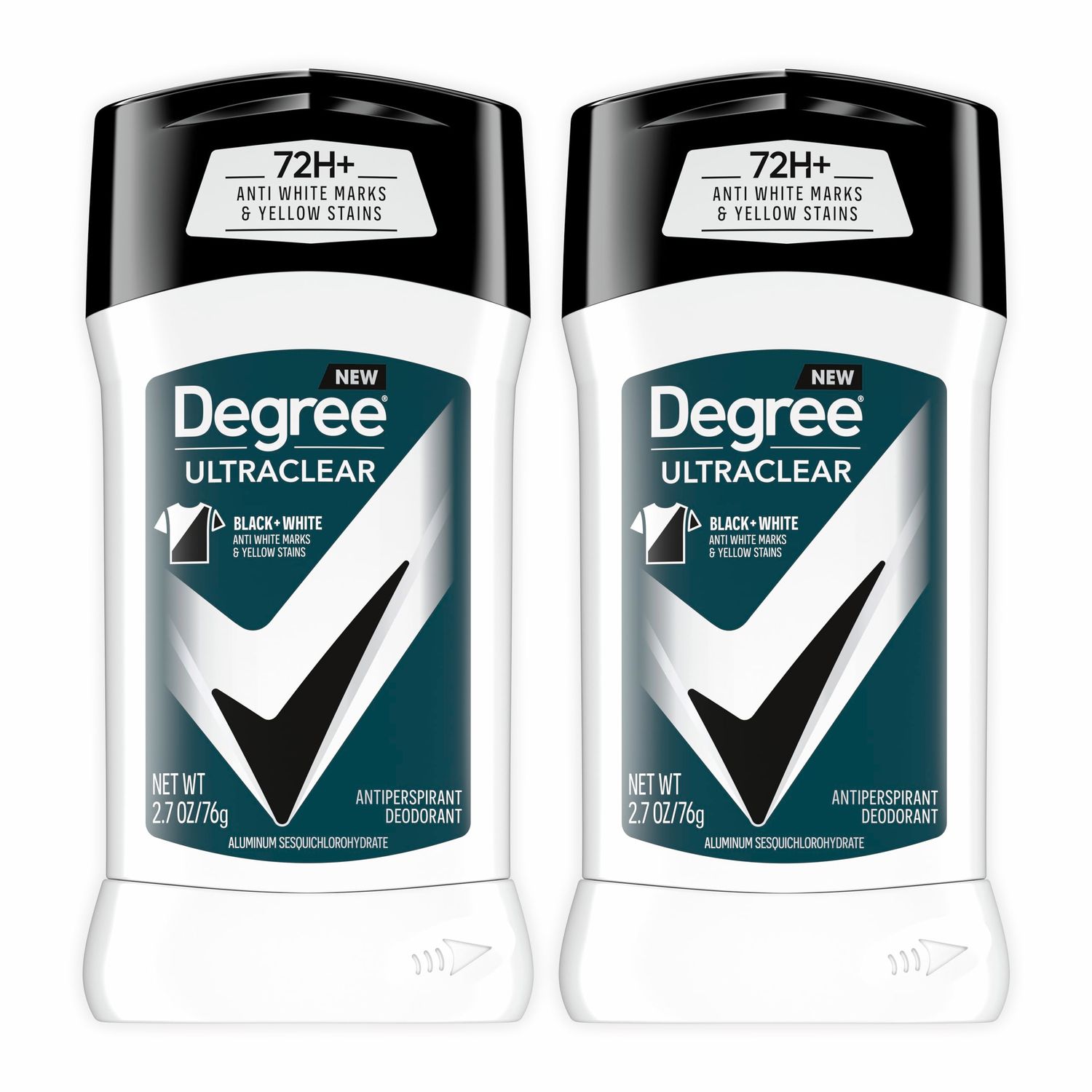Degree Men UltraClear Antiperspirant Deodorant Black+White 2 Count 72-Hour Sweat &amp; Odor Protection Antiperspirant For Men With MotionSense Technology 2.7 oz