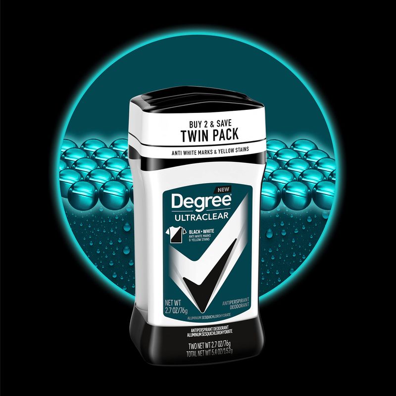 Degree Men UltraClear Antiperspirant Deodorant Black+White 2 Count 72-Hour Sweat &amp; Odor Protection Antiperspirant For Men With MotionSense Technology 2.7 oz