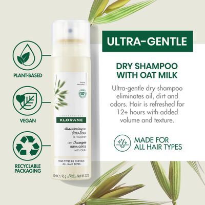 Klorane - Ultra-Gentle Dry Shampoo with Oat + Gentle Formula Instantly Revives Hair - Paraben &amp; Sulfate-Free - 3.2 fl. oz.