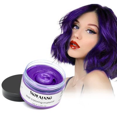 Purple Hair Styling Wax, SOVONCARE Instant Hairstyle Cream Hair Pomades Mud Natural Hair Clay Unisex for Party Cosplay Halloween Date 4.23 oz (Purple)