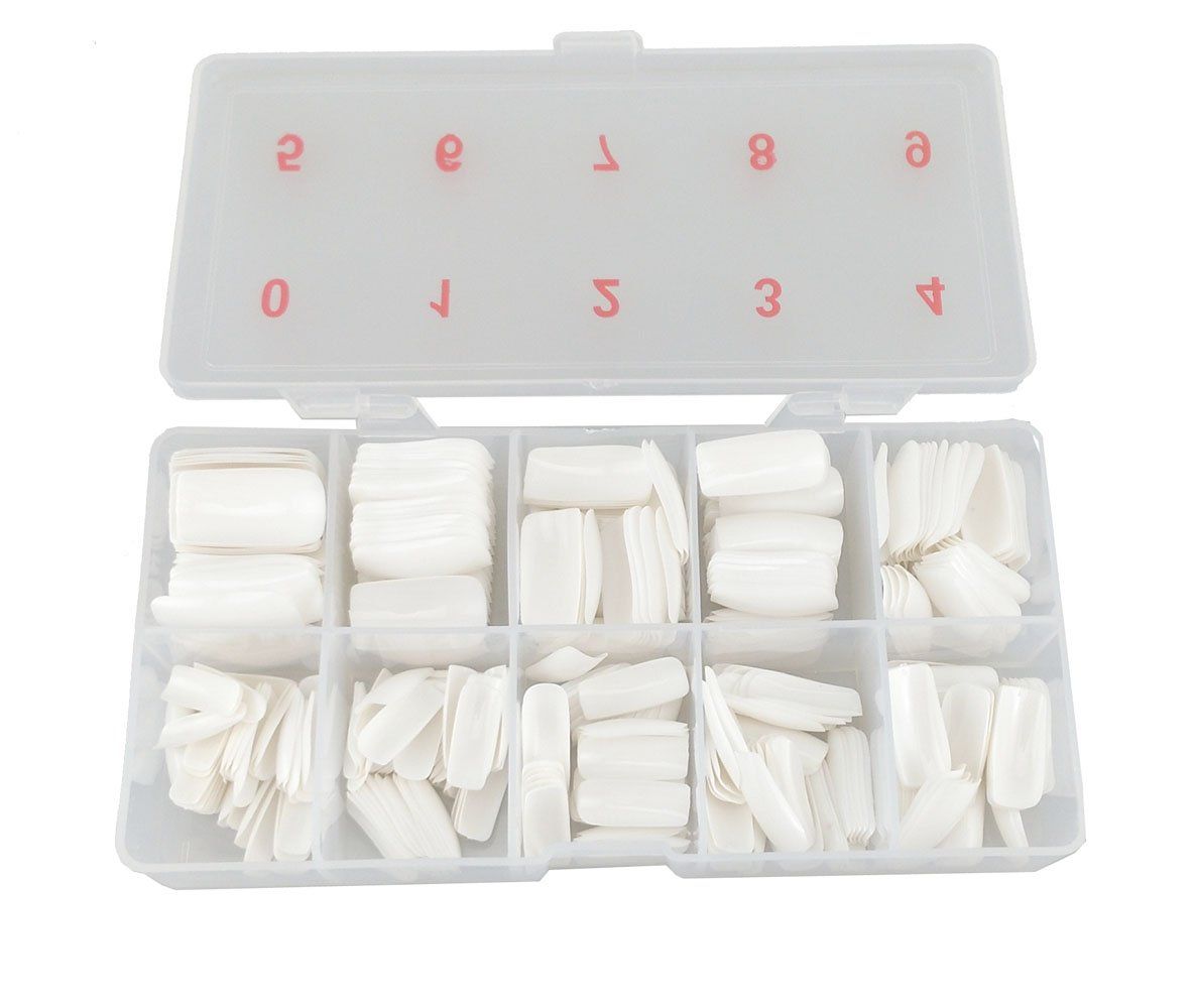 yueton Pack of 500 White Color Full Cover UV Gel False Fake Nail Art Tips DIY Design+ Box