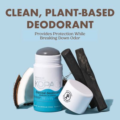 Kopari Aluminum Free Coconut Deodorant, Non Toxic &amp; Clean Plant-Based, No Aluminum, Parabens or Baking Soda, Long Lasting Protection, Charcoal 2 oz