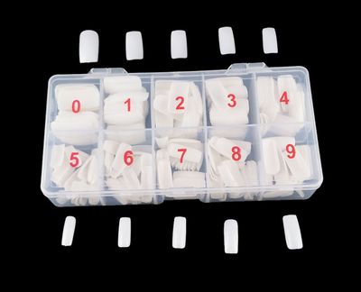yueton Pack of 500 White Color Full Cover UV Gel False Fake Nail Art Tips DIY Design+ Box