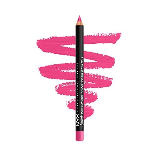 NYX PROFESSIONAL MAKEUP Suede Matte Lip Liner, Vegan Formula - Pink Lust (Hot Pink)