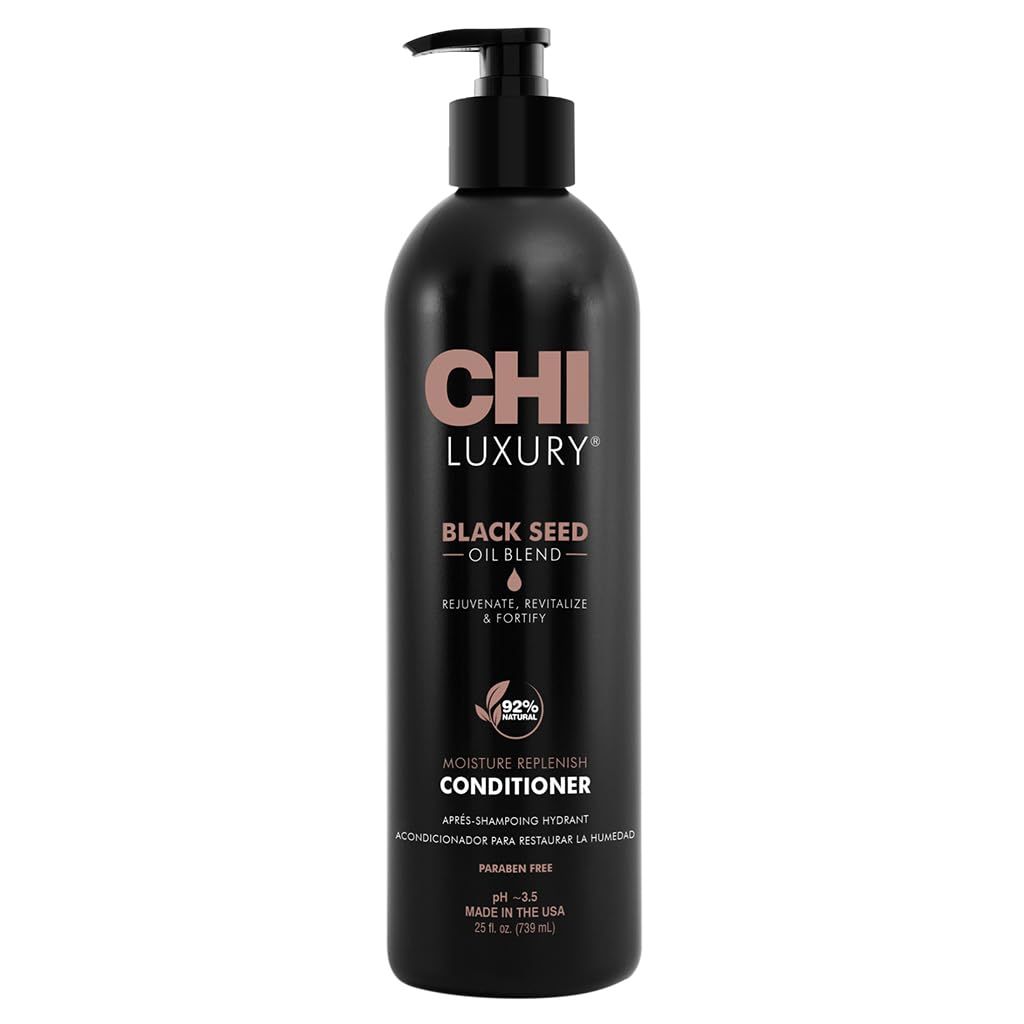 CHI Luxury Black Seed Oil Moisture Replenish Conditioner, Strengthens for Soft Hair, Replenishes Moisture, Sulfate, Paraben &amp; Gluten-Free, 25 Oz