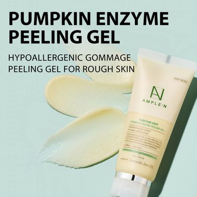 AMPLE:N Purifying Shot Pumpkin Enzyme Peeling Gel - Exfoliating Peeling Gel with Centella Asiatica Extract and Ginseng - Gentle Gommage Exfoliant for Face - For Oily and Sensitive Skin, 3.38 fl.oz.